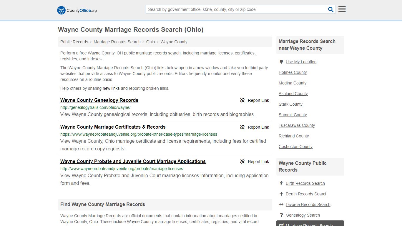 Marriage Records Search - Wayne County, OH (Marriage Licenses ...