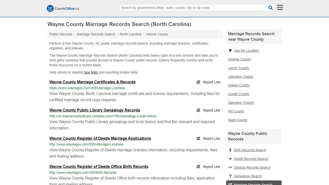 Marriage Records Search - Wayne County, NC (Marriage Licenses ...