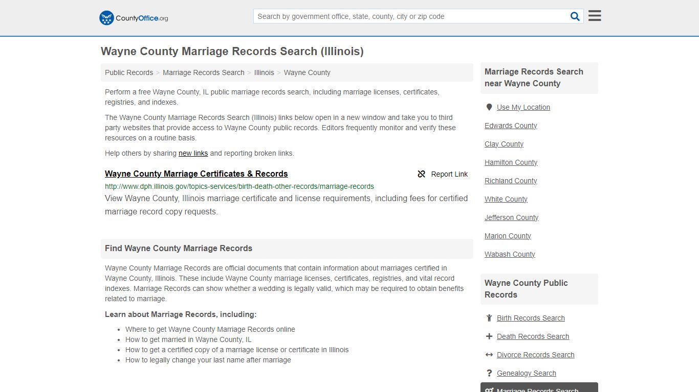 Marriage Records Search - Wayne County, IL (Marriage Licenses ...